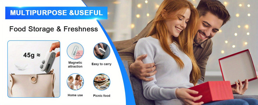 Bag Sealer Handheld Heat Sealer 3-Pack ¨C USB-C Rechargeable 2-in-1 Magnetic Food Sealer with Cutter, Snack Bag Resealer for Plastic Bags, Kitchen Food Freshness, Home & Outdoor Use