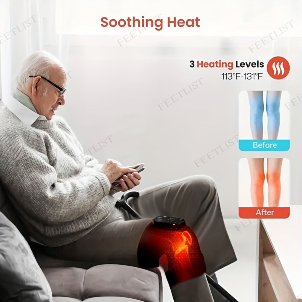 Knee Massager with Heat ¨C 3-Level Heating Pad for Knee Pain Relief, Joint & Muscle Warmth, Anti-Slip Breathable Knee Brace for Men & Women