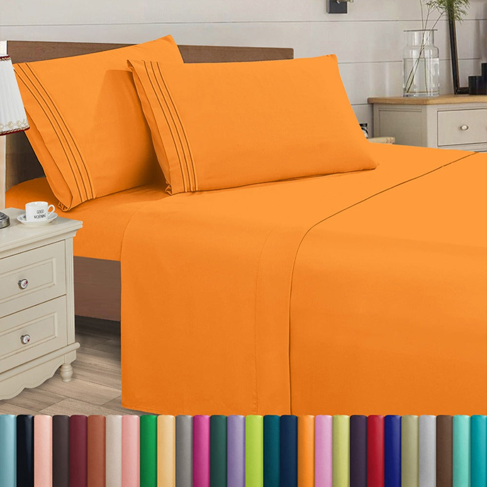 Microfiber Bed Sheet Set 4-Piece Deep Pocket Cooling Sheets Twin Full Queen King Cal King Split King ¨C Soft Wrinkle Fade Resistant Hotel Quality Bedding