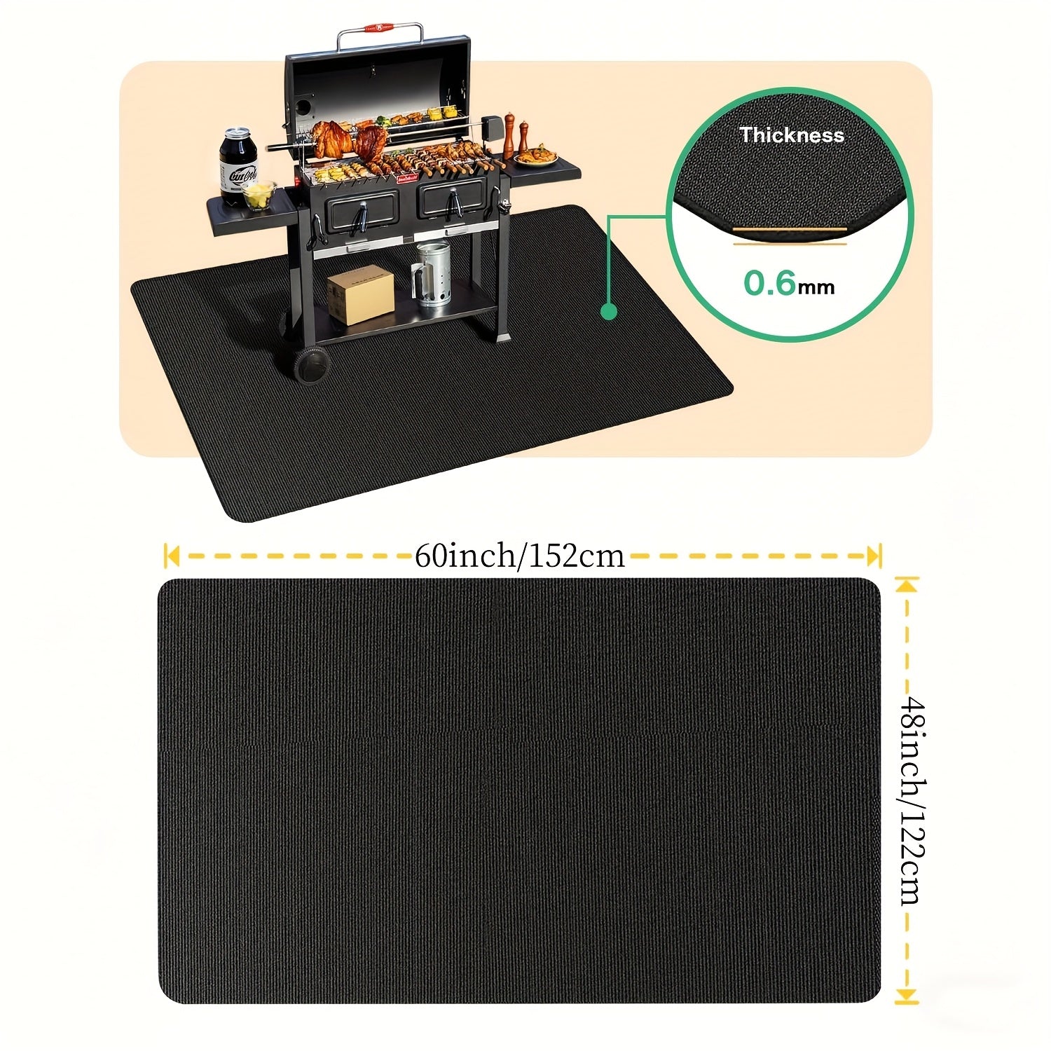BBQ Grill Mat Fireproof & Heat Resistant - Double-Sided Fiberglass Grill Pad for Outdoor Grills, Fire Pits & Smokers | Waterproof Oil-Proof Deck & Patio Protector | Easy Clean BBQ Splatter Mat