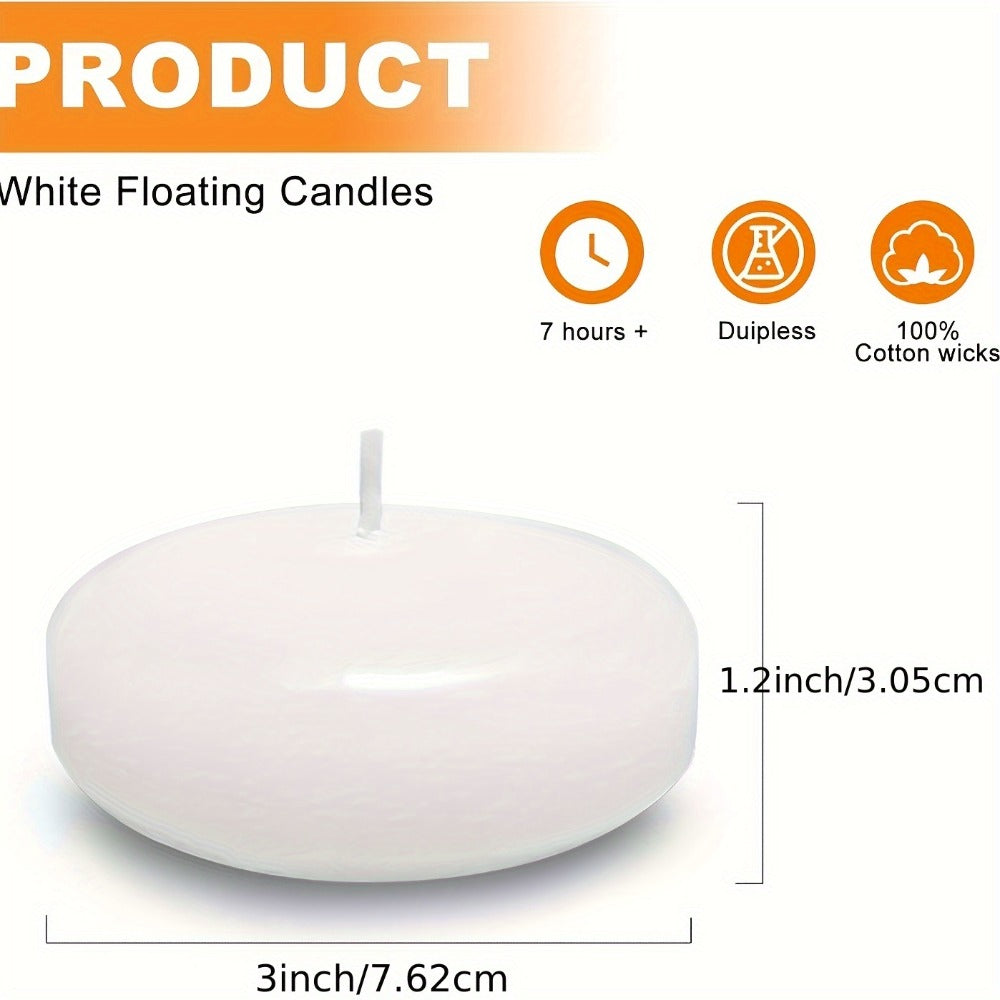White Floating Candles 24 Pack 3 Inch | Unscented Clean Burn 8-12 Hours | Pool Candles for Wedding Anniversary Valentine's Day Romantic Dinner Home Decor Table Centerpiece