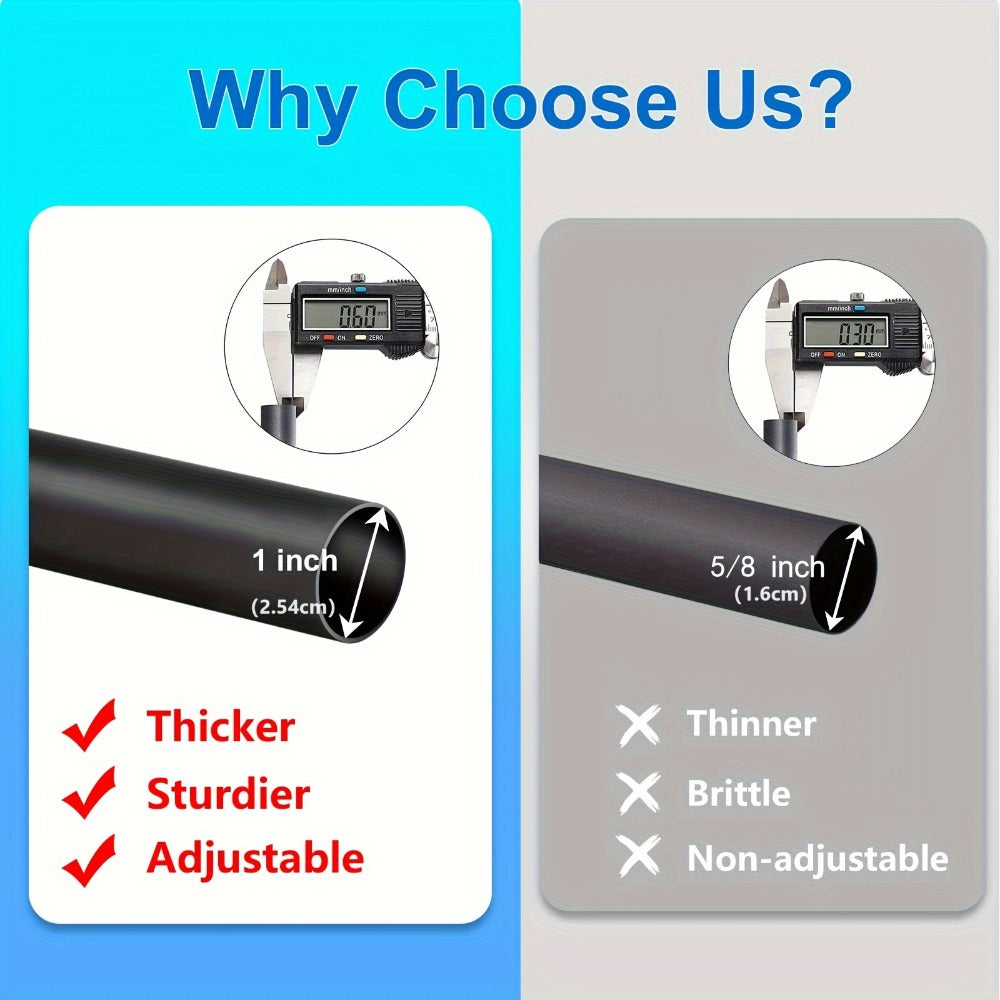 Black Adjustable Curtain Rod Heavy Duty Farmhouse Decorative Drapery Rod for Bedroom Living Room Kitchen Patio 4 Sizes Easy Install