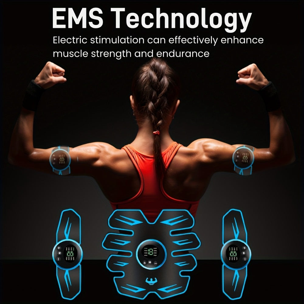 EMS Muscle Stimulator Abdominal Trainer Electric ABS Toning Belt for Core Strengthening Fat Burning Body Sculpting Home Gym Fitness Equipment for Men and Women