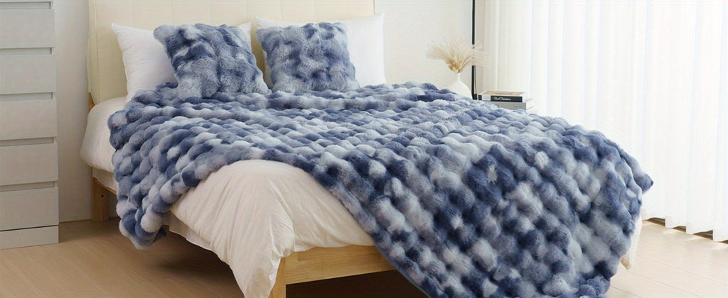 Faux Rabbit Fur Throw Blanket ¨C Ultra-Soft Plush Fleece for Bed, Couch, Sofa & Travel, All Season, 11 Colors, Throw to King Size