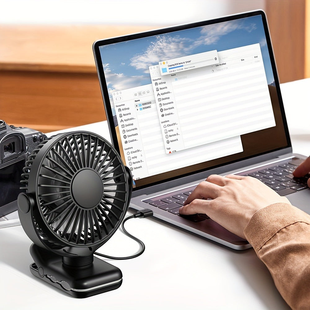 Clip on Fan USB Desk Fan, Brushless Motor Whisper Quiet Portable Mini Fan with Strong Clamp, USB Powered Personal Cooling Fan for Office Bedroom Dorm Stroller, 360¡ã Adjustable, Black Pink