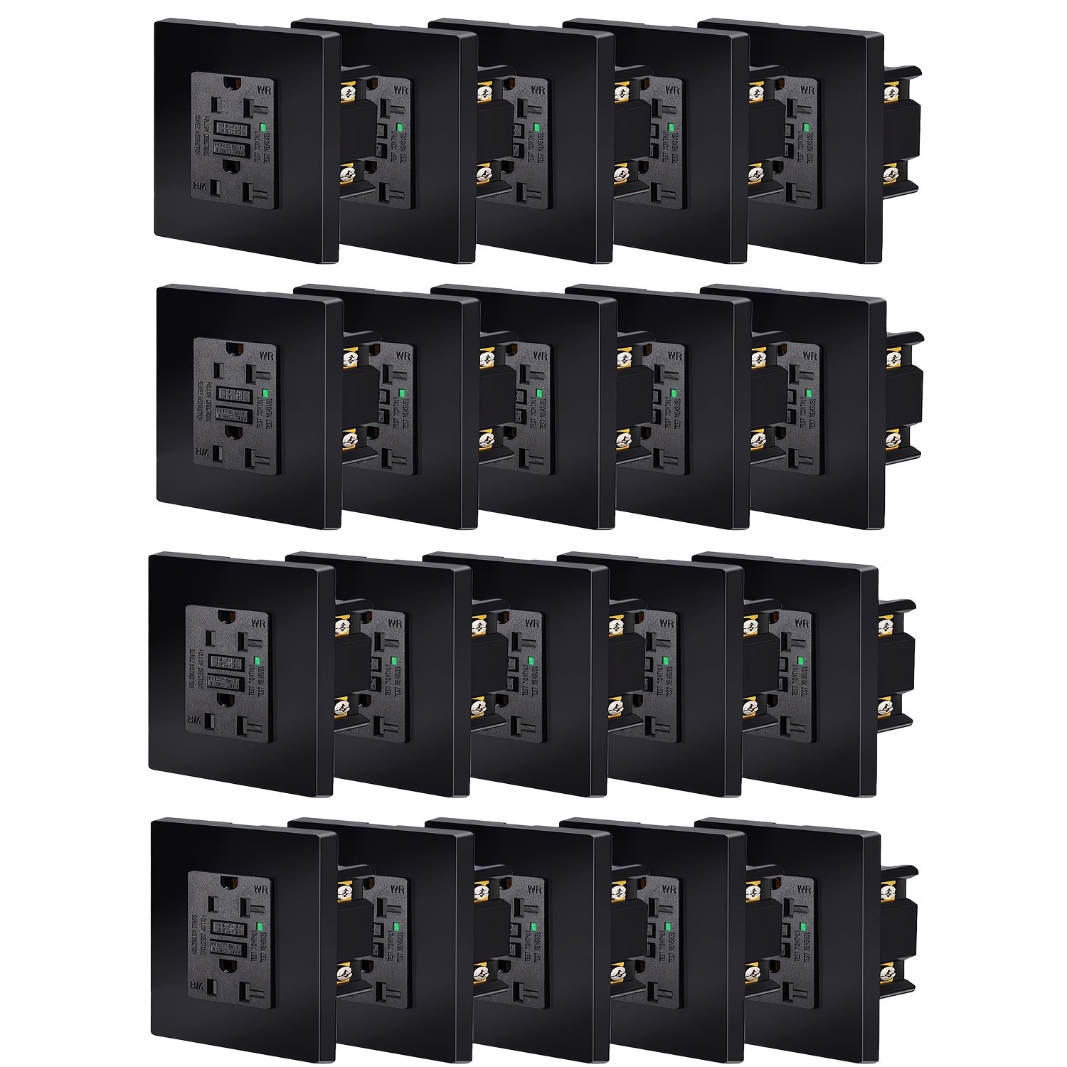 GFCI Outlet 20 Amp Tamper Resistant WR Weather Resistant with Wall Plate ETL Listed LED Indicator Test Reset Button Ground Fault Circuit Interrupter for Bathroom Kitchen Garage 2 4 6 10 20 Pack Black White