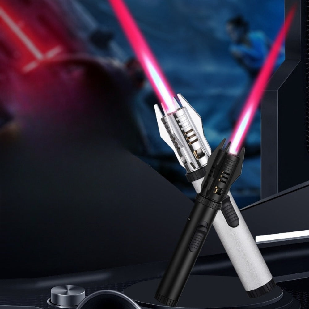 Windproof Turbo Torch Lighter 360 Degree Ignition Metal Jet Flame Lighter with Safety Lock Adjustable Flame for Camping BBQ Outdoor Cooking Butane Gas Not Included