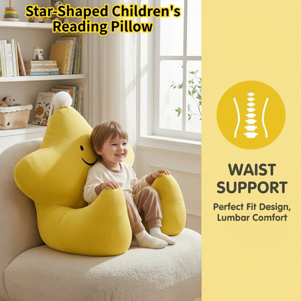 Kids Reading Pillow Star Shape with Neck Support Back Support Lumbar Support & Armrests Ergonomic Spine Protection Sit-Up Pillow for Children Reading Study Gaming on Sofa Bed Floor (Blue Green Yellow Pink)
