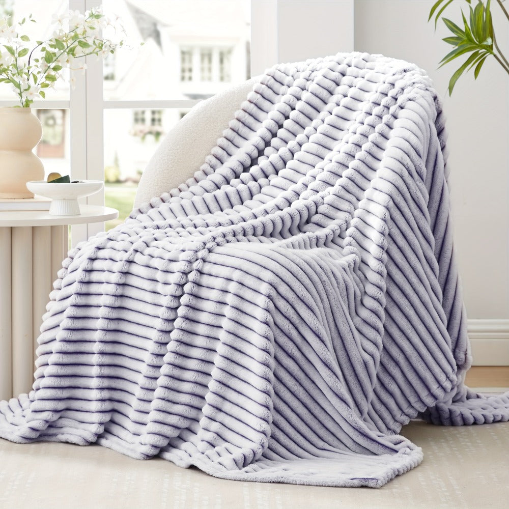 Jacquard Knit Checkered Blanket ¨C Soft Cozy Fluffy Plaid Throw for Couch, Bed & Sofa, All Seasons, 4 Colors, Throw to King Size