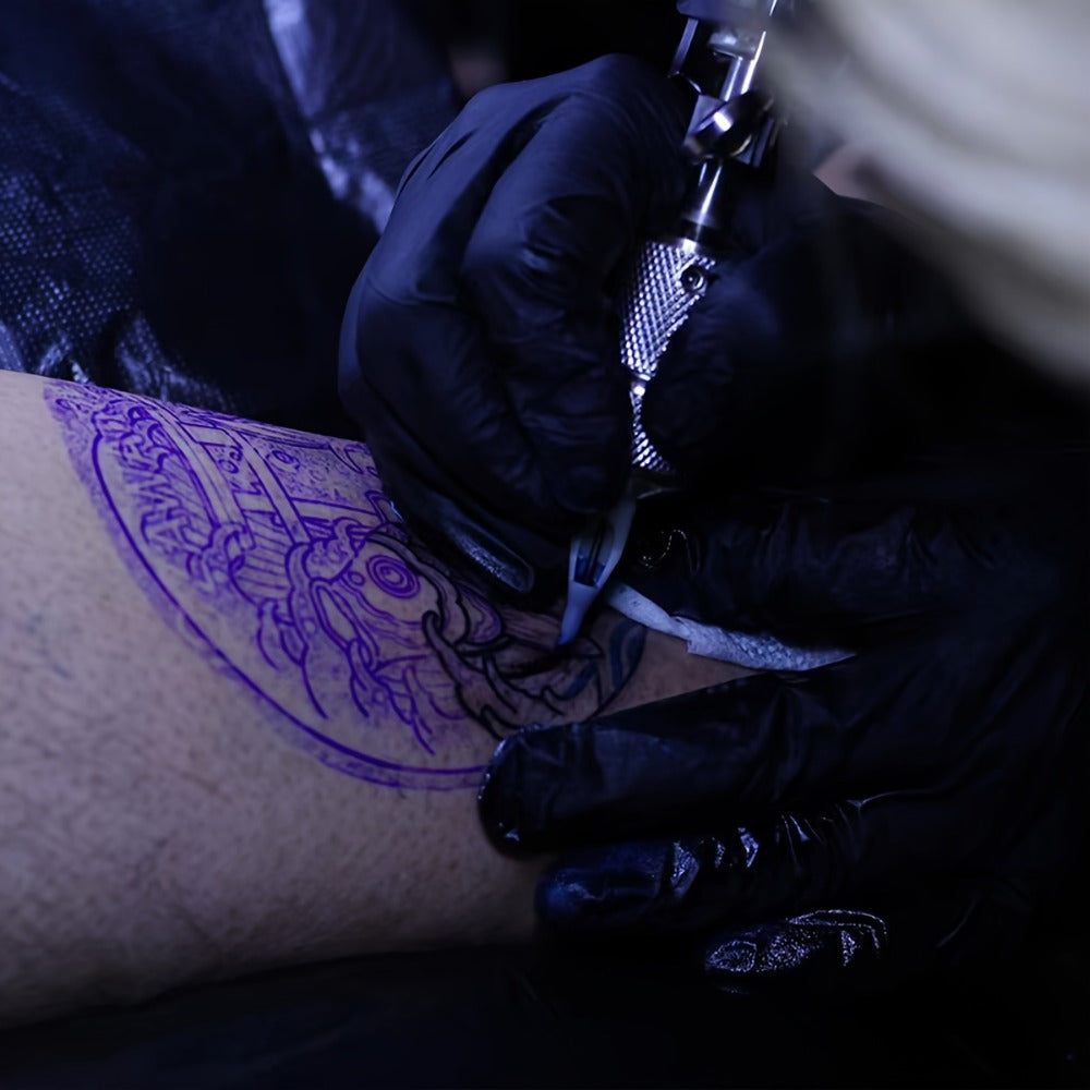 Tattoo Transfer Paper 3 Sheets ¨C Pre-Drawn Stencils with Floral, Paisley, Spiderweb, Snake & Pizza Designs ¨C A4 Size Body Art Stencil Kit for Beginners & Pros, No Electricity Needed