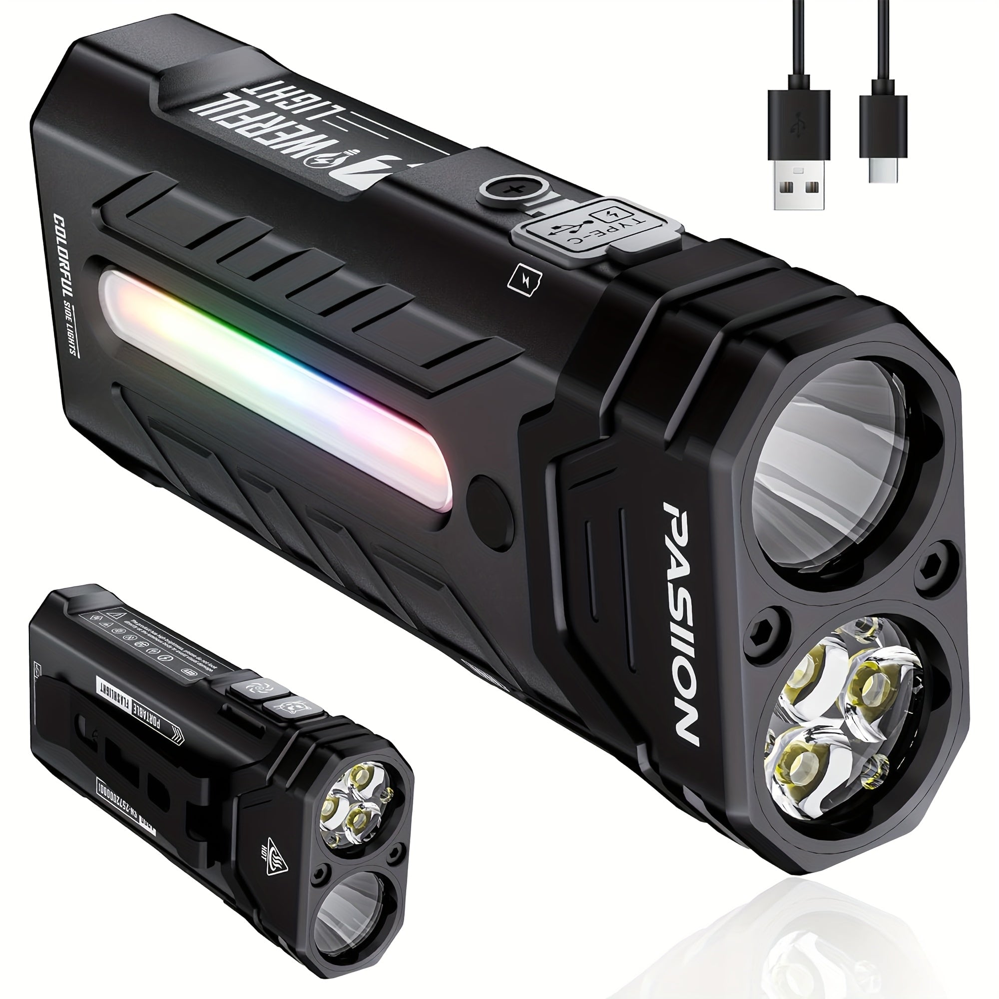 High Lumen Flashlight 5000 Lumen Ultra Bright | High-Capacity Battery Long Runtime USB Rechargeable | Lock Function Camping Night Fishing Outdoor Work Gift for Men