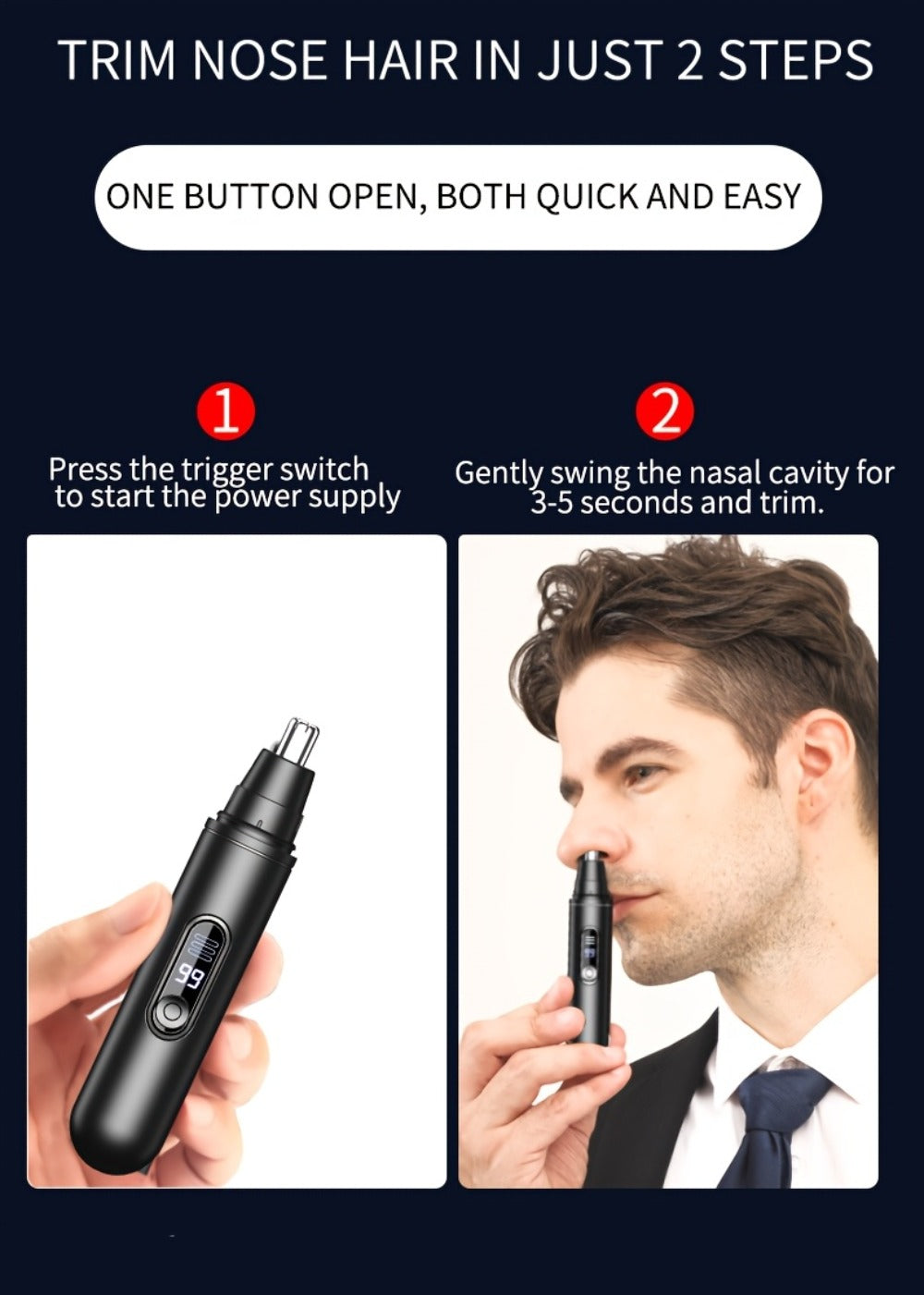 Electric Nose Trimmer with LED Display ¨C USB Rechargeable Painless Facial Hair Removal Device for Men & Women, Nose Ear & Eyebrow Trimmer, Upgraded Grooming Tool, Ideal Gift