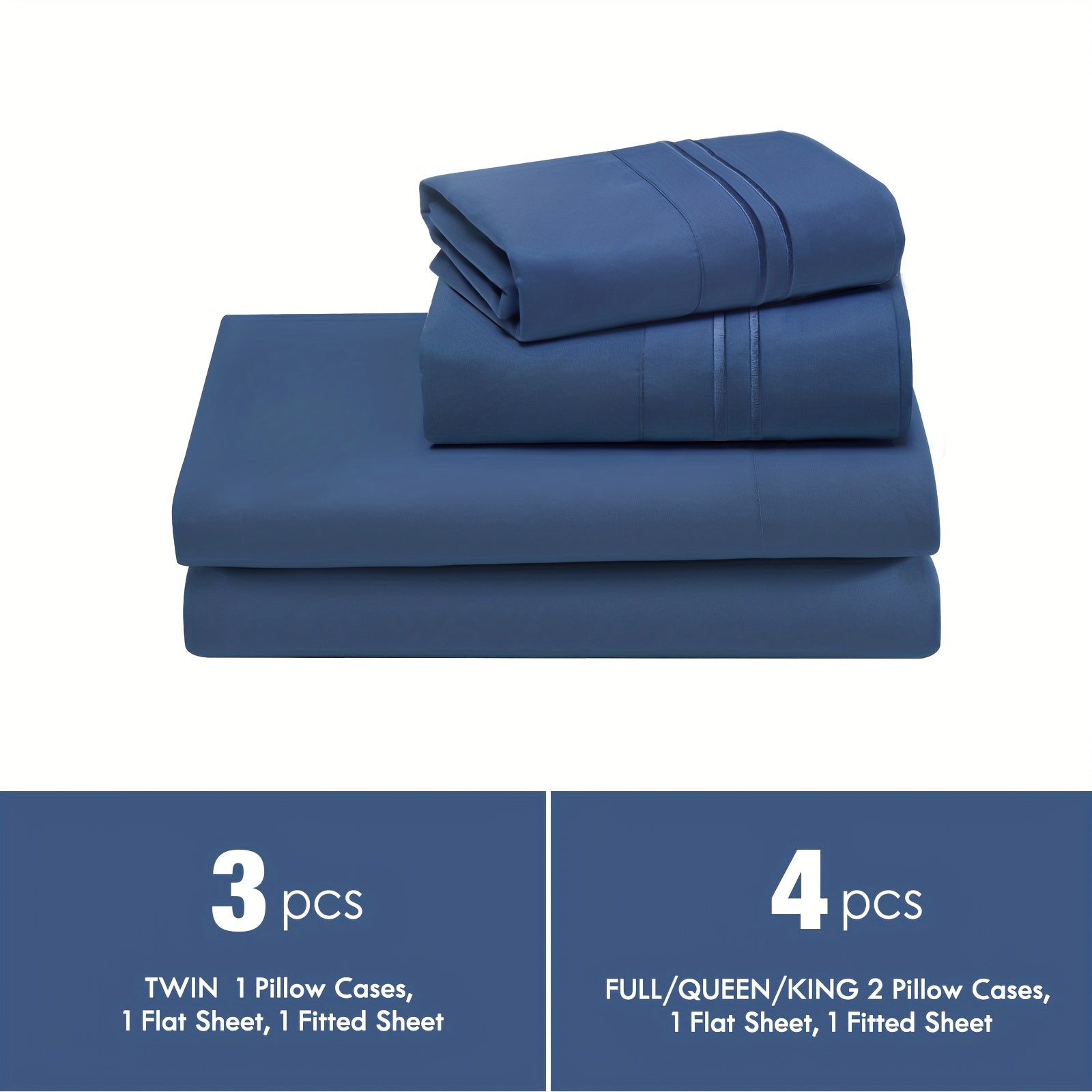 Fitted Sheet Set Deep Pocket | Soft Cooling Breathable Bedding 3-4pcs Fade-Resistant All-Season for Twin Full Queen King ¨C Solid Color Bed Sheets for Dorm Guest Room Everyday Use