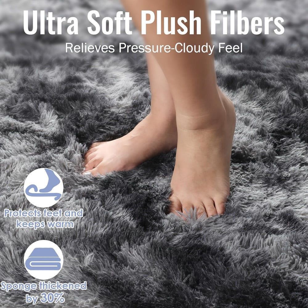 Shaggy Plush Area Rug - Soft Fluffy Carpet for Living Room, Bedroom & Sofa | Non-Slip Machine Washable Tie-Dye & Solid Color Long Pile Rug | Luxury Home Decor Floor Mat in Multiple Sizes & Colors