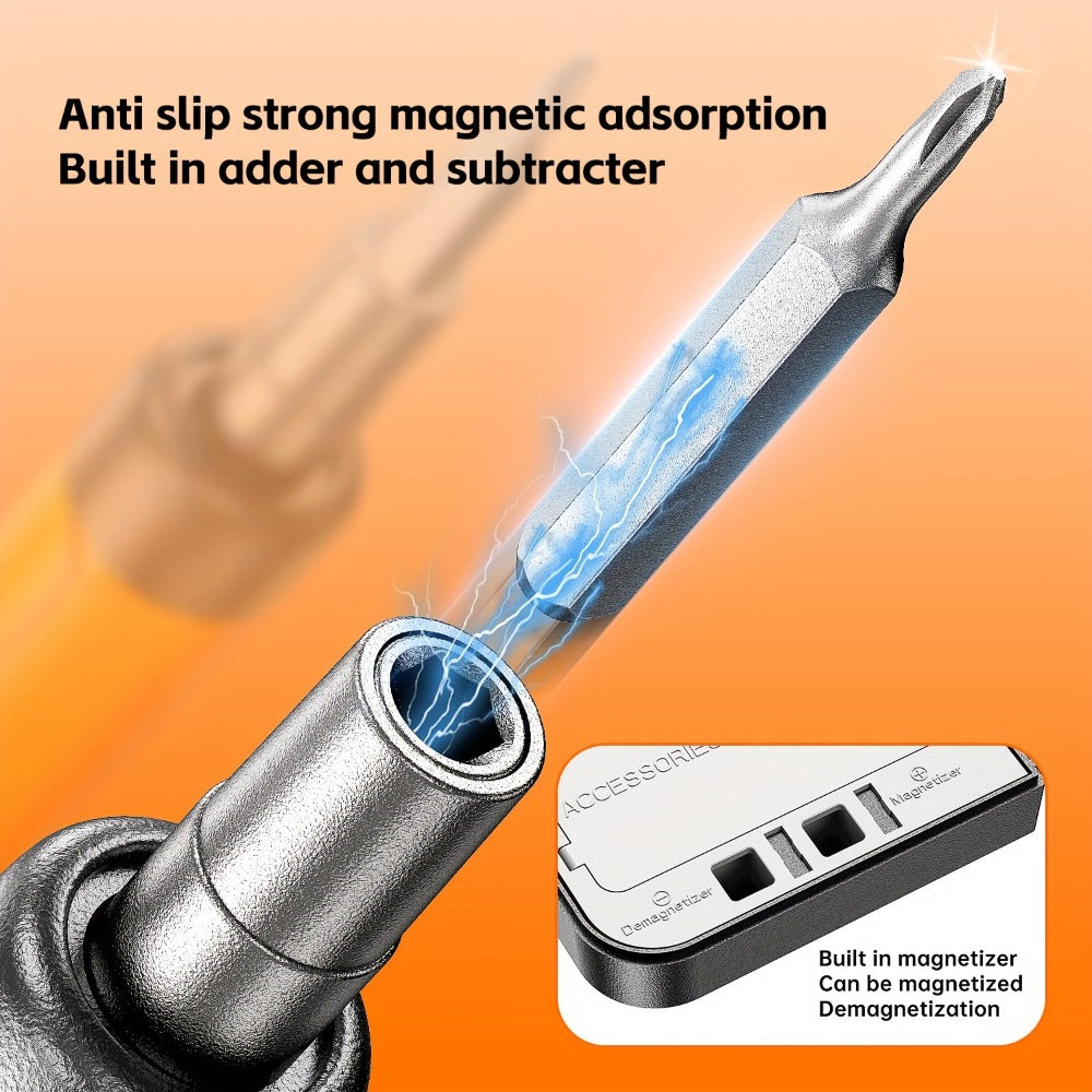 Electric Screwdriver Set 48-in-1, Cordless USB Rechargeable Precision Repair Kit with 38 Magnetic Bits for Phone, Laptop, Camera, Watch