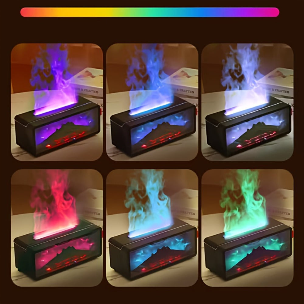Electric Fireplace Humidifier 3D Flame Effect Aroma Diffuser 2-in-1 Cool Mist Humidifier with Flickering Flame Night Light Silent for Living Room Bedroom Office Christmas Valentine Gift