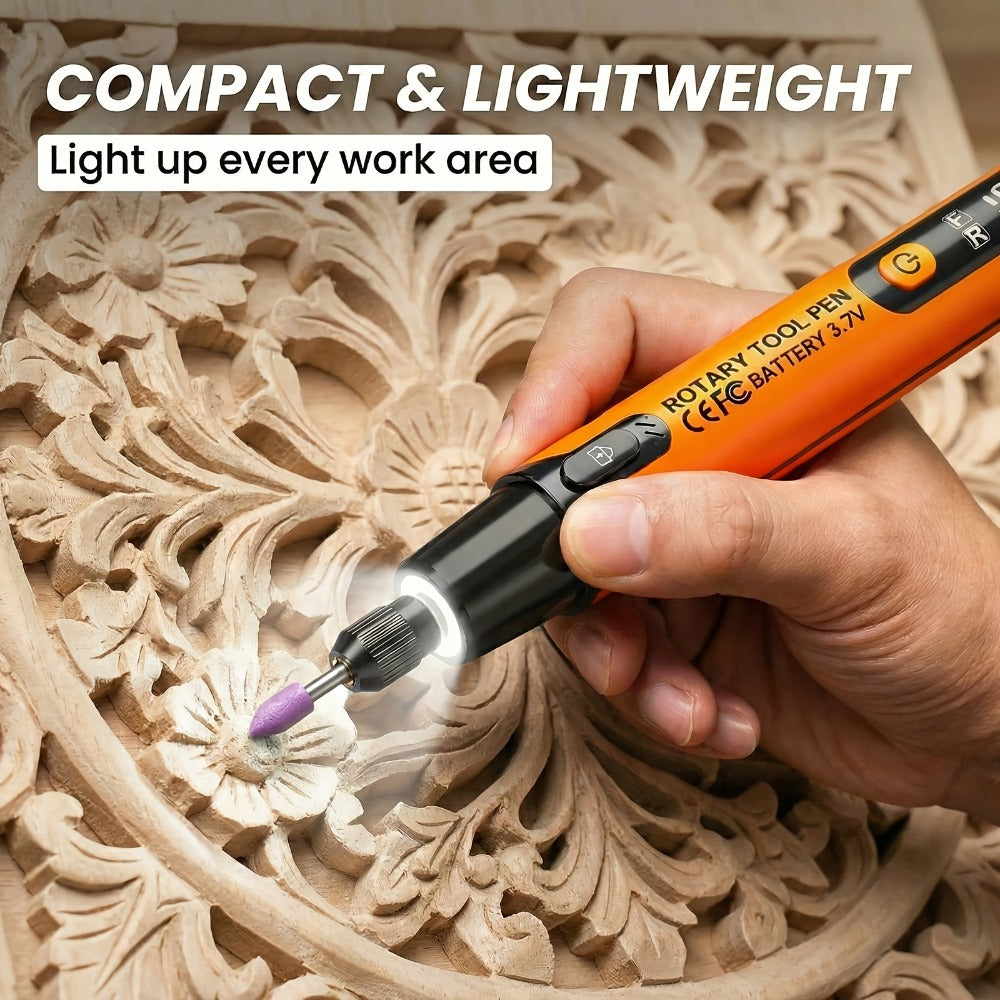 Rotary Tool Kit Cordless 40-in-1 6-Speed 16000RPM Electric Handheld Grinder with LCD Display LED Light for Engraving Grinding Polishing Drilling Carving DIY