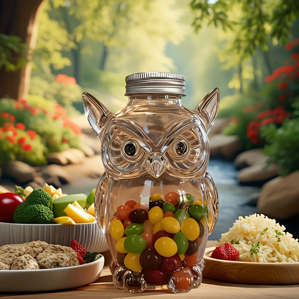 Glass Cookie Jar with Lock Lid High Borosilicate | Airtight Candy Snack Dessert Storage Container | Reusable Kitchen Canister Gift for Animal Lovers Sea Turtle Owl