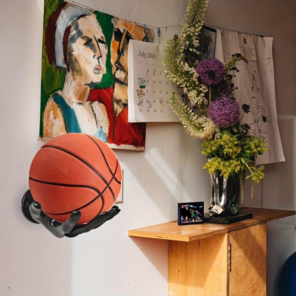 Wall Mounted Hand Shape Sports Ball Display Shelf - Decorative Storage Organizer for Basketball Football Volleyball Rugby Baseball Collection