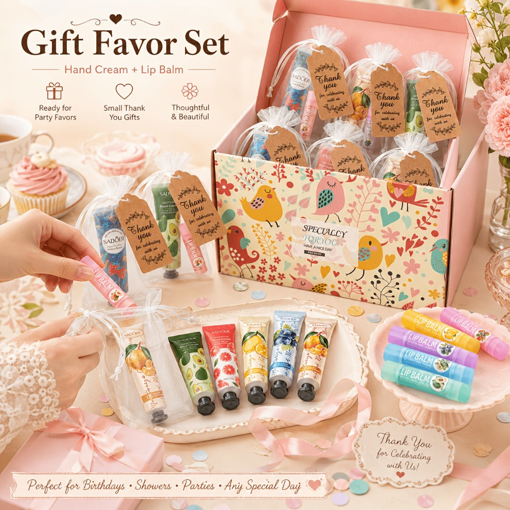 24pcs Bulk Lip Balm & Hand Cream Gift Set ¨C Party Favors, Wedding & Thank You Gifts for Guests