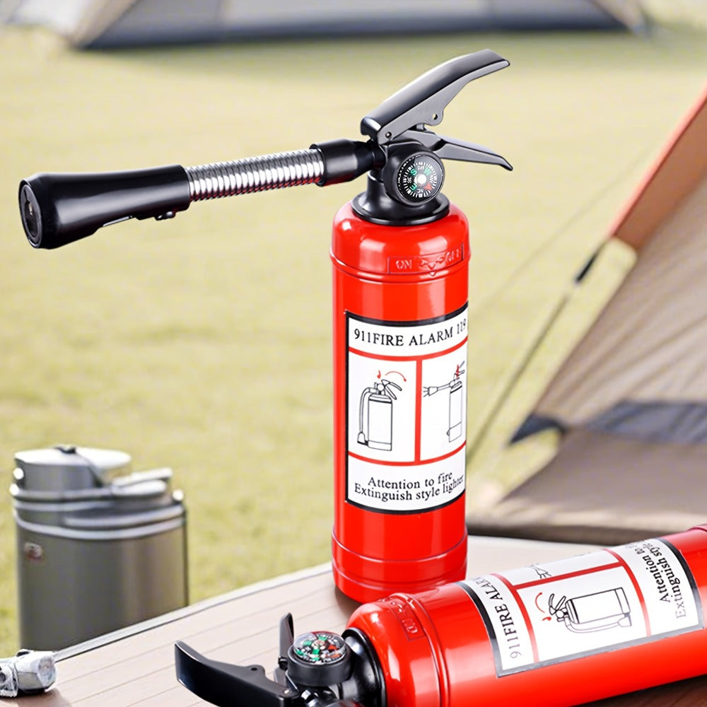 Fire Extinguisher Lighter Refillable Butane Windproof Novelty Lighter Multifunctional Hose Flamethrower Style Inflatable Lighter for Camping Outdoor Candles Birthday Holiday Gifts