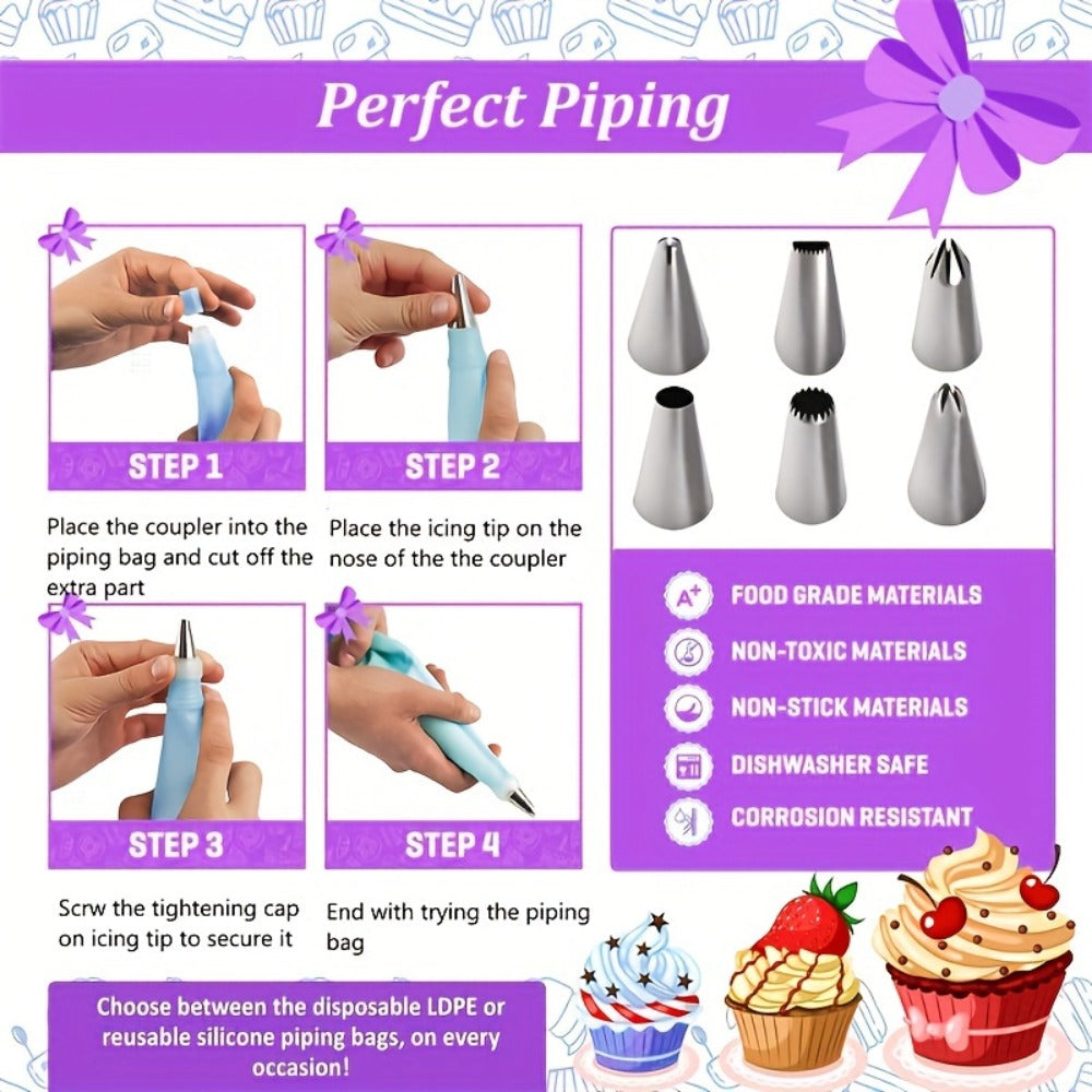Cake Decorating Set 492pcs with Rotating Turntable Piping Bags Frosting Tips Professional Baking Supplies Kit for Beginners and Bakers