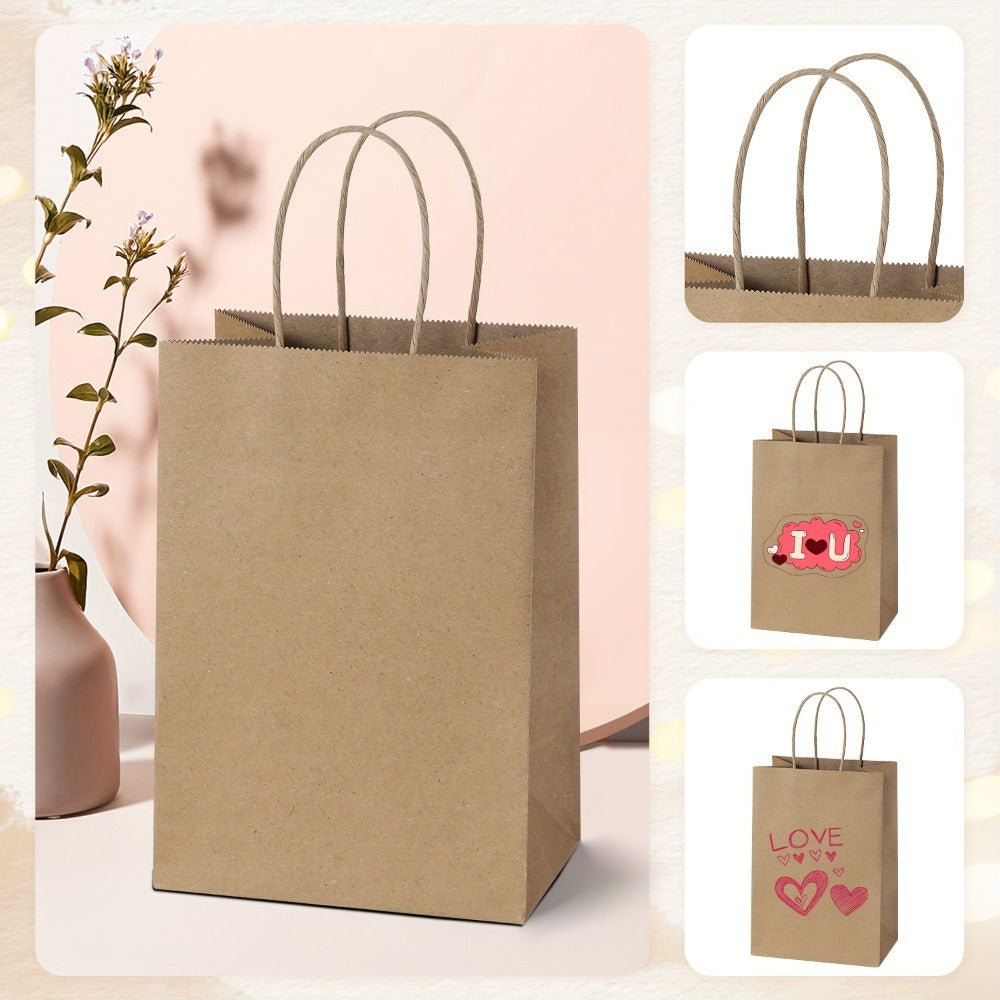 Kraft Paper Gift Bags Bulk 149 Pcs - Small Shopping Bags with Handles 5.25x3x8 Inch, Black Brown White Party Favor Bags for Retail, Birthday, Wedding, Valentine's Day, Snack & Small Business