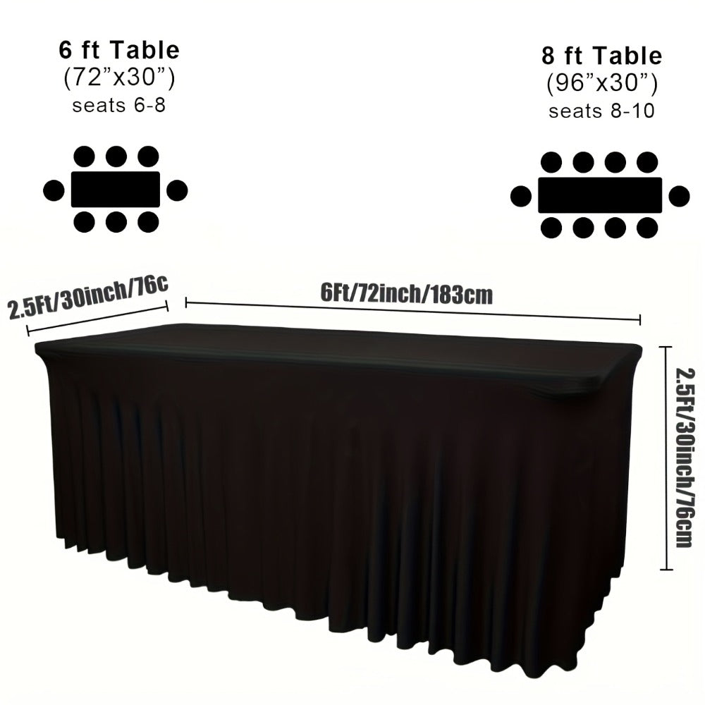Spandex Fitted Tablecloth 2 Pack Wrinkle-Free Stretch Table Cover with Pleated Skirt for 6FT 8FT Rectangle Tables Wedding Banquet Party Birthday Event Decoration Red Polyester Table Cloth Set