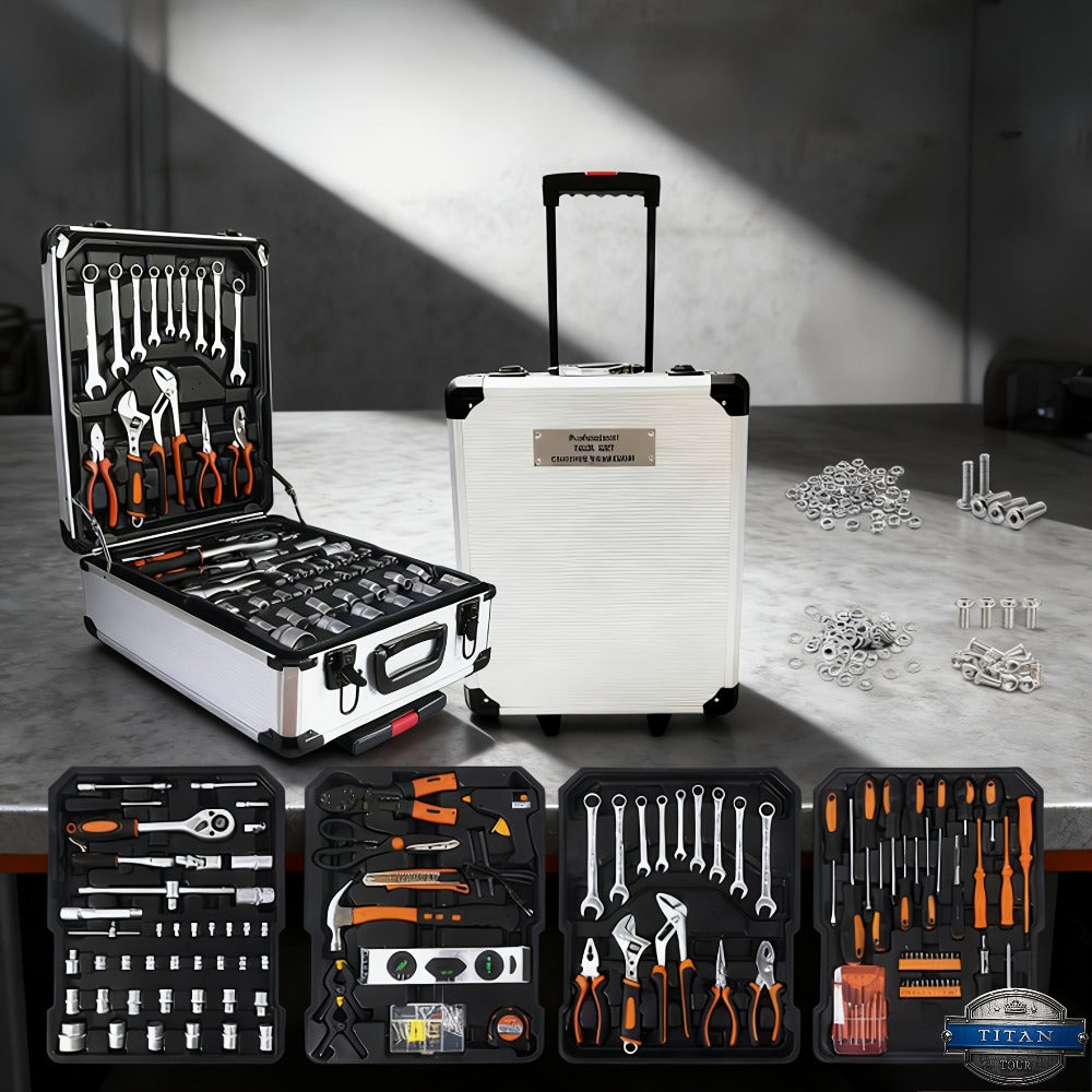Professional Socket Wrench Tool Set 999 Piece 1/4 3/8 1/2 Drive Ratchet Set with S2 CR-V Sockets for Car Repair Bicycle and Mechanical Work