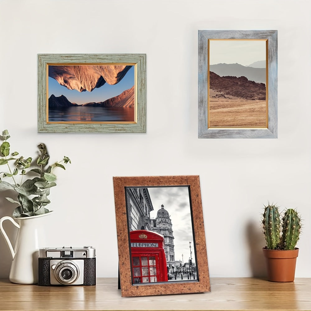 Vintage Photo Frames Set of 5/10, Rustic Retro Picture Frames 5x7 4x6 Inch with Tempered Glass, Wall & Tabletop Display Decorative Art Frames for Home Decor Halloween Christmas Gift