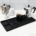 Coffee Bar Mat Silicone with Raised Edges 2-in-1 - Dish Drying Mat for Countertop, Coffee Maker Espresso Machine Mat, Spill Proof Kitchen Counter Mat 23.6¡± x 15.7¡±, Black or Gray