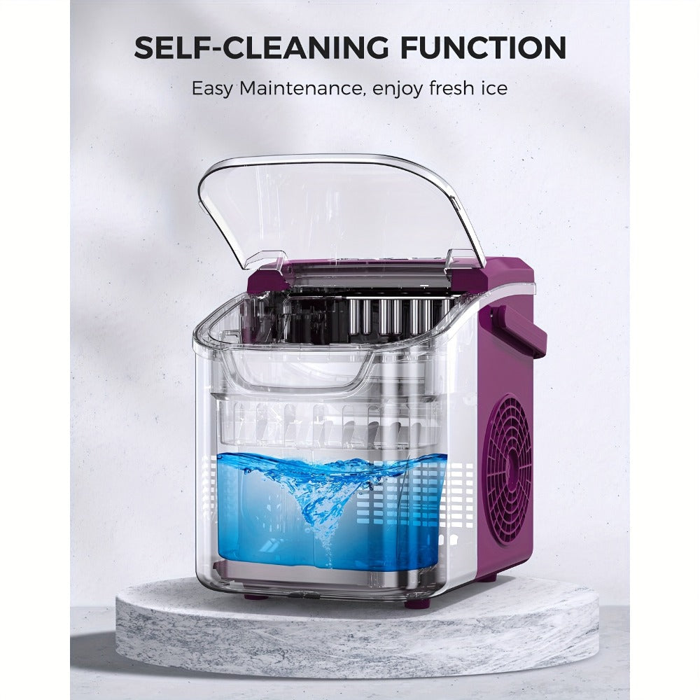 Portable Ice Maker Machine 26 Lbs/Day - Countertop Ice Maker Makes 8 Ice Cubes in 6 Minutes, 2 Ice Sizes, Self-Cleaning with Basket & Scoop for Home Kitchen Party Camping Bar RV, 4 Colors Available