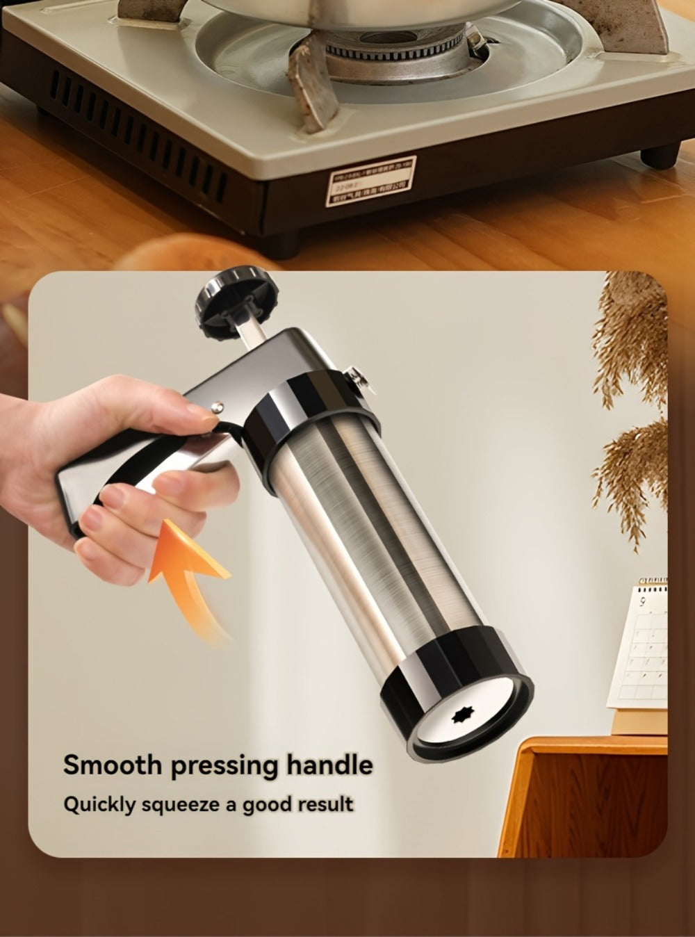 Cookie Press Biscuit Machine 8pcs, Heavy Duty Manual Spanish Cookie Maker with 8 Discs, No Electricity Required, Three-Stable System, Easy to Clean, for Home and Commercial Kitchen Pastry Baking