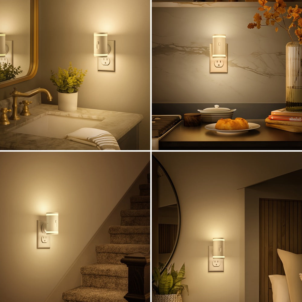 LED Night Light Plug In Dusk to Dawn Sensor ¨C 5-120LM Adjustable Brightness, 3 Color Temperatures, Modern Plug-In Night Lights for Hallway, Bedroom, Staircase, Bathroom & Toddler Room, 2 or 4 Pack