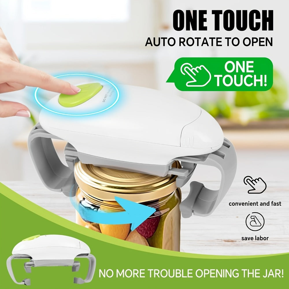 Electric Jar Opener for Elderly & Weak Hands ¨C One-Touch Auto-Off, High Torque Battery-Powered Jar Lid Opener with Ergonomic Design for Kitchen