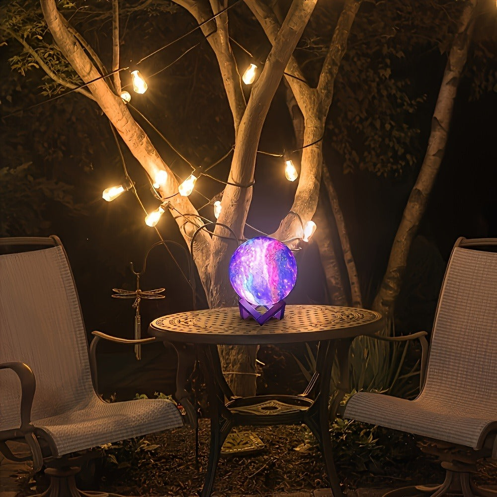 Moon Lamp 128 Colors Ball LED Night Light with Wooden Bracket, USB Plug-in, Remote Control & Infrared Sensor, 5.9 Inch Color Changing Globe Lamp for Bedroom, Living Room, Cafe, Office Decor
