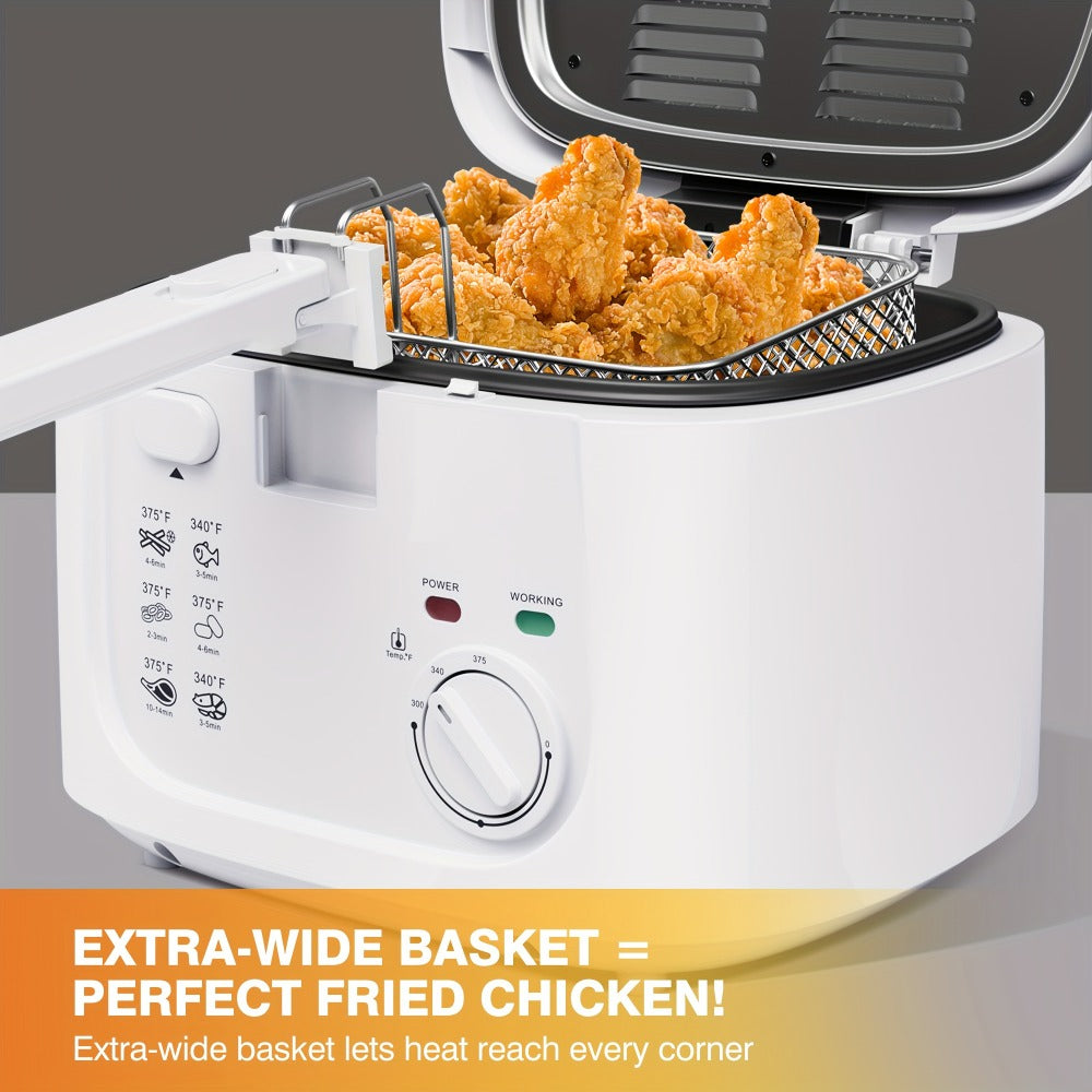 Electric Deep Fryer 1500W ¨C 84.54oz Large Capacity, Adjustable Temperature Control, Non-Stick Basket, Viewing Window, Removable Lid, One-Touch Switch, Easy to Clean, Black & White Options