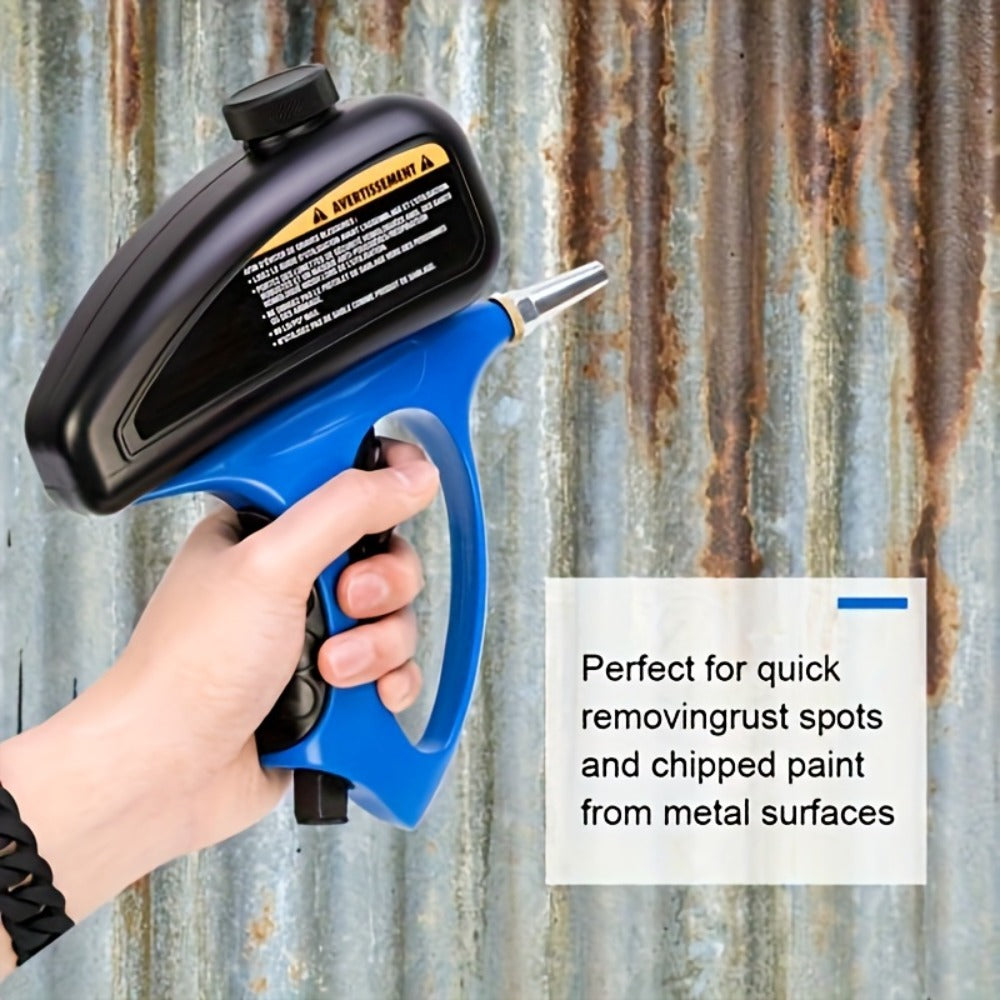 Sandblaster Gun for Air Compressor Pneumatic Abrasive Blasting ¨C 90 PSI Max, 500ml Tank, Small Nozzle, for Metal Rust Removal, Glass Etching, Polishing & Auto Repair ¨C Blue, Red & Yellow