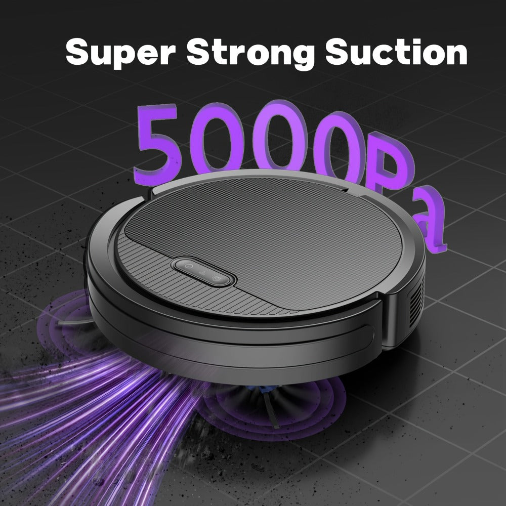 Robot Vacuum Cleaner Mop Combo 5000Pa Max Suction 2-in-1 with App & Voice Control - Scheduled Cleaning, Auto Recharge, for Pet Hair, Low Pile Carpet & Hard Floors, 12.2 inch Slim Design, Multiple Colors