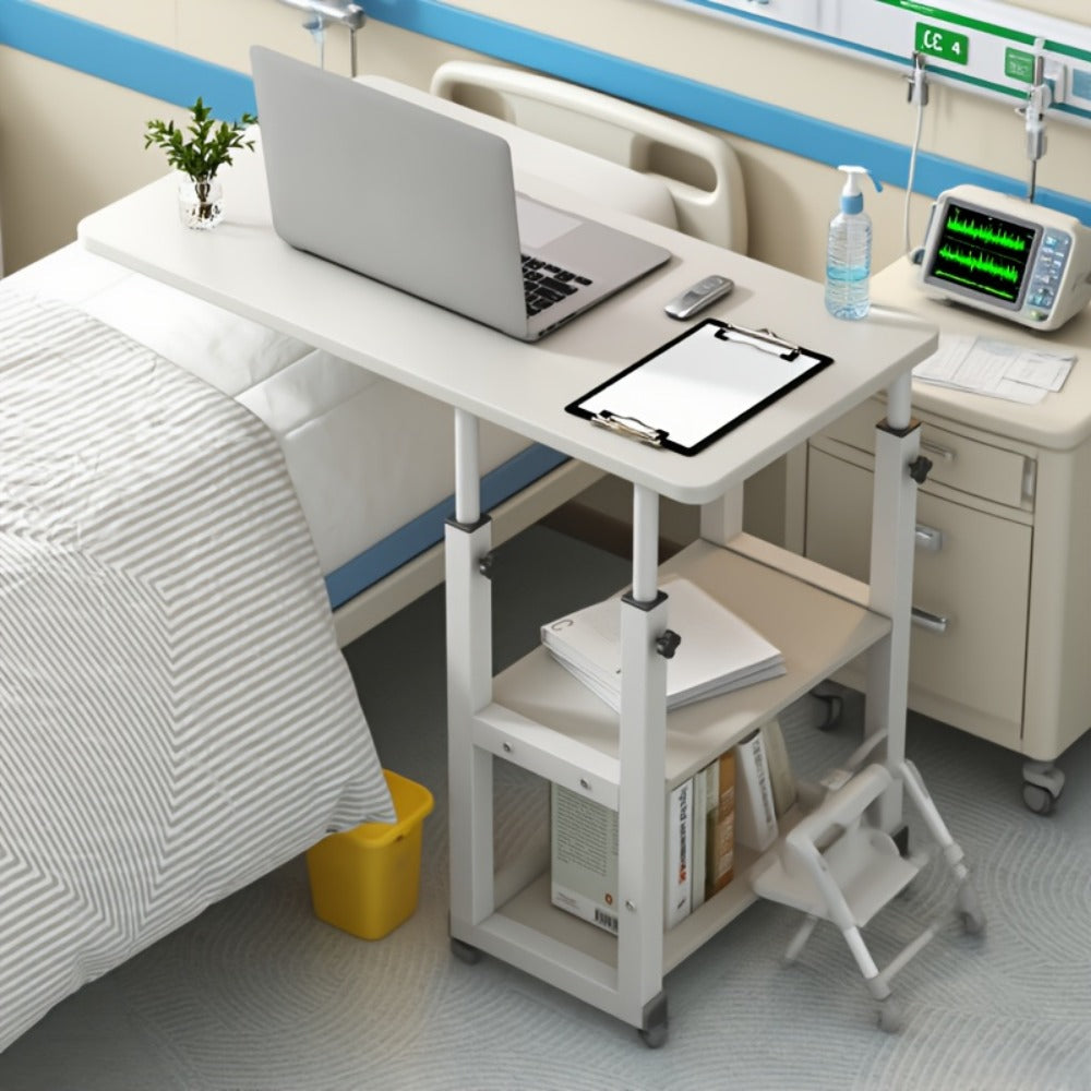 Overbed Table with Casters Adjustable Height ¨C Bedside Nursing Table for Hospital & Home Care, Rolling Laptop Desk for Elderly & Patients, Meal Tray Stand, Multiple Colors