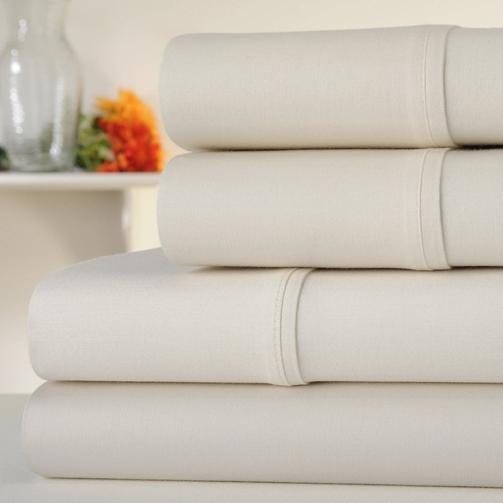 Egyptian Cotton Sheet Set 1000 Thread Count - Deep Pocket Fitted Sheet, Sateen Weave, Breathable Soft Bedding Set for King Queen Full Twin