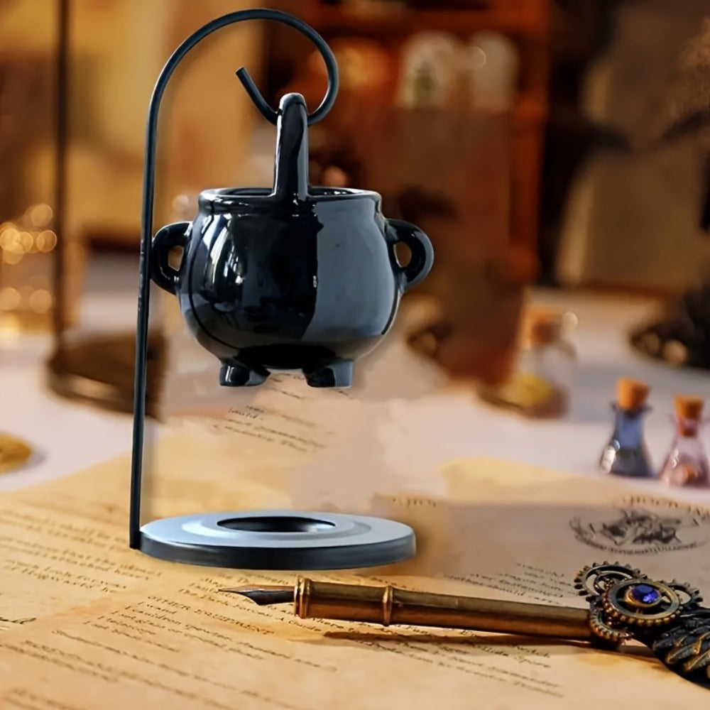 Ceramic Wax Melter Hanging Incense Holder Tealight Diffuser Black Witch Style Home Decor for Yoga Meditation Spa Aromatherapy Boho Gothic Gift