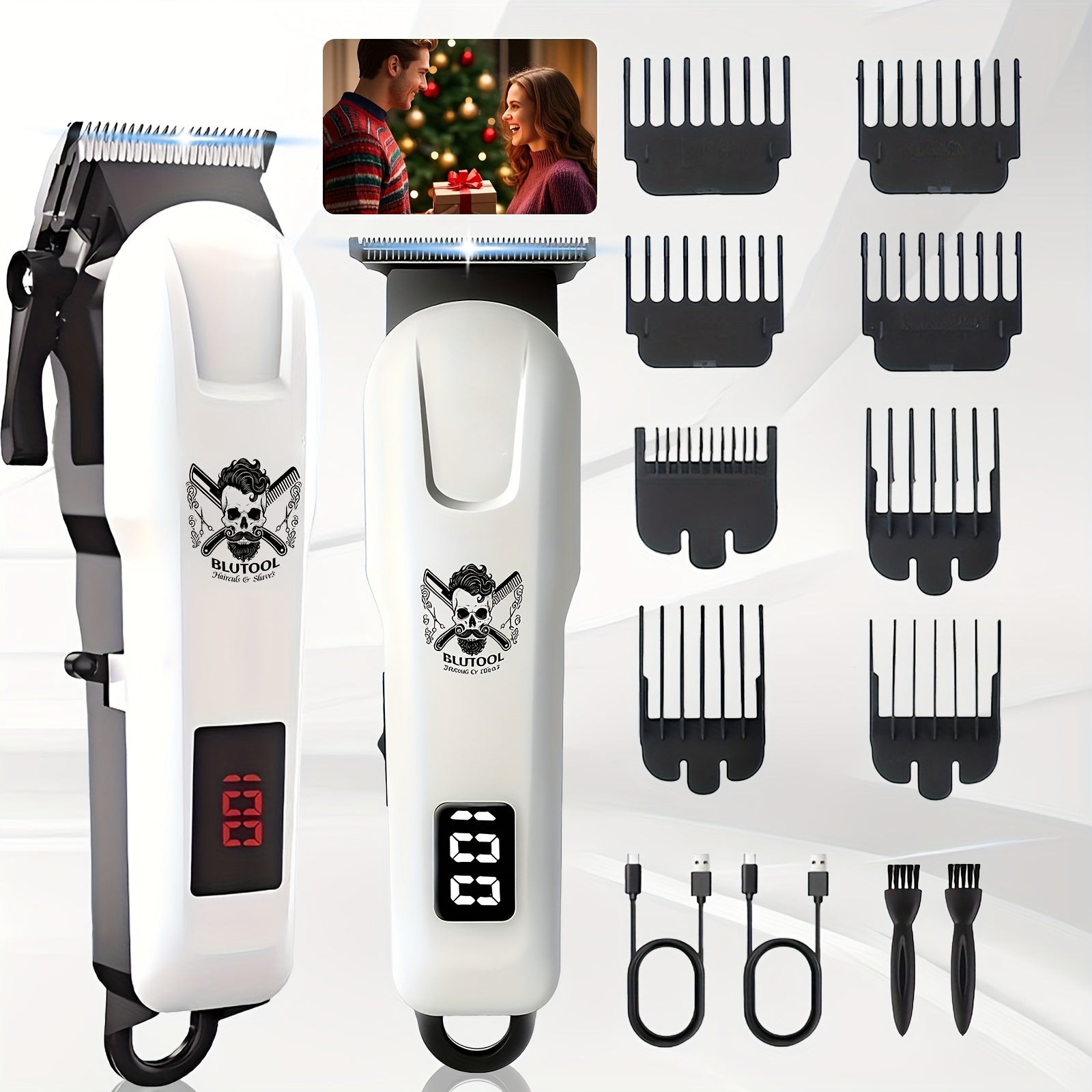 Electric Grooming Kit Hair Clipper & Razor Set USB Rechargeable with Digital Screen - 2 & 3 Piece Sets for Home Use & Salons, Professional Hair Trimmer, Great Gift for Father's Day, Birthday & Christmas