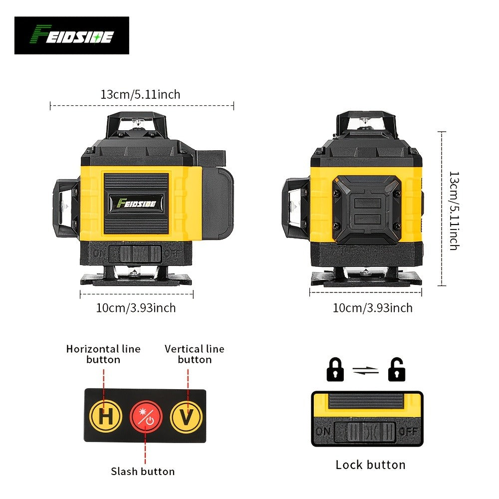 16-Line Laser Level Kit 4D 360 Self Leveling with 2x 3000mAh Battery 39 Inch Tripod Remote Control Lifting Platform for Construction Tile Renovation Wall Floor Alignment