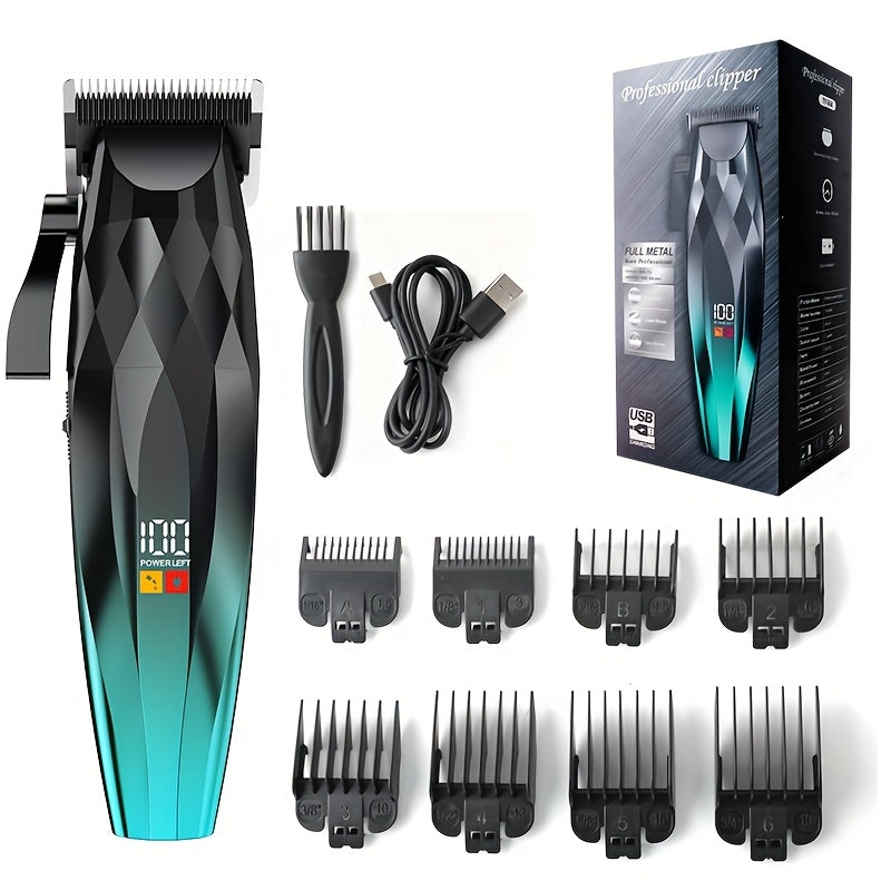 Hair Clipper for Men Professional Electric Trimmer | 7000RPM Motor | Ceramic Blade | 8 Guide Combs | 2000mAh LED Battery | Cordless USB Rechargeable | Fade Buzz Cut Home Barber Kit
