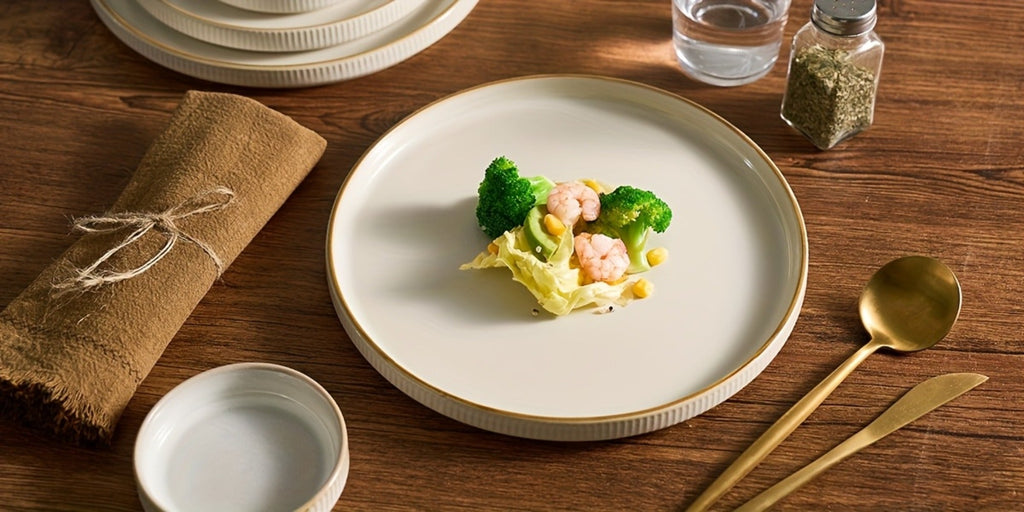 Dinnerware Set for 4 12 Piece Stoneware Plates and Bowls Set Microwave Dishwasher Safe Lead Free Double Reactive Glaze Dinner Plates Salad Plates Cereal Bowls for Everyday Use Holiday Gifts