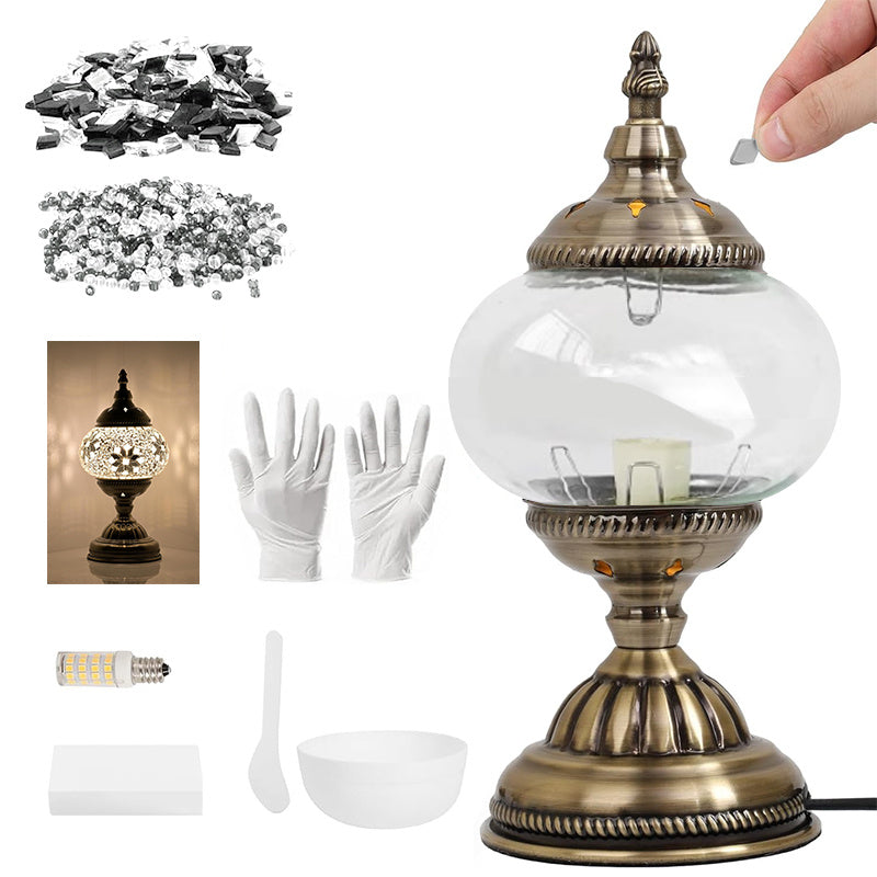 Moroccan Table Lamp Handmade DIY Turkish Lamp Dimmable Glass Metal Brass Bohemian Bedside Night Light with Remote for Bedroom Living Room Office Vintage Boho Home Decor Gift Multiple Colors