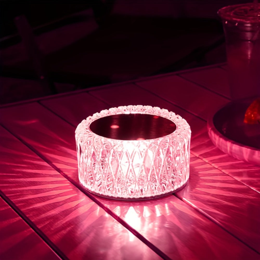 RGB LED Desk Lamp 16 Color Crystal Effect - Portable Battery Powered Night Light with Remote & Touch Control, 3-Level Dimming, Color Changing Mood Light for Bedroom Party Halloween Christmas Holiday Decor