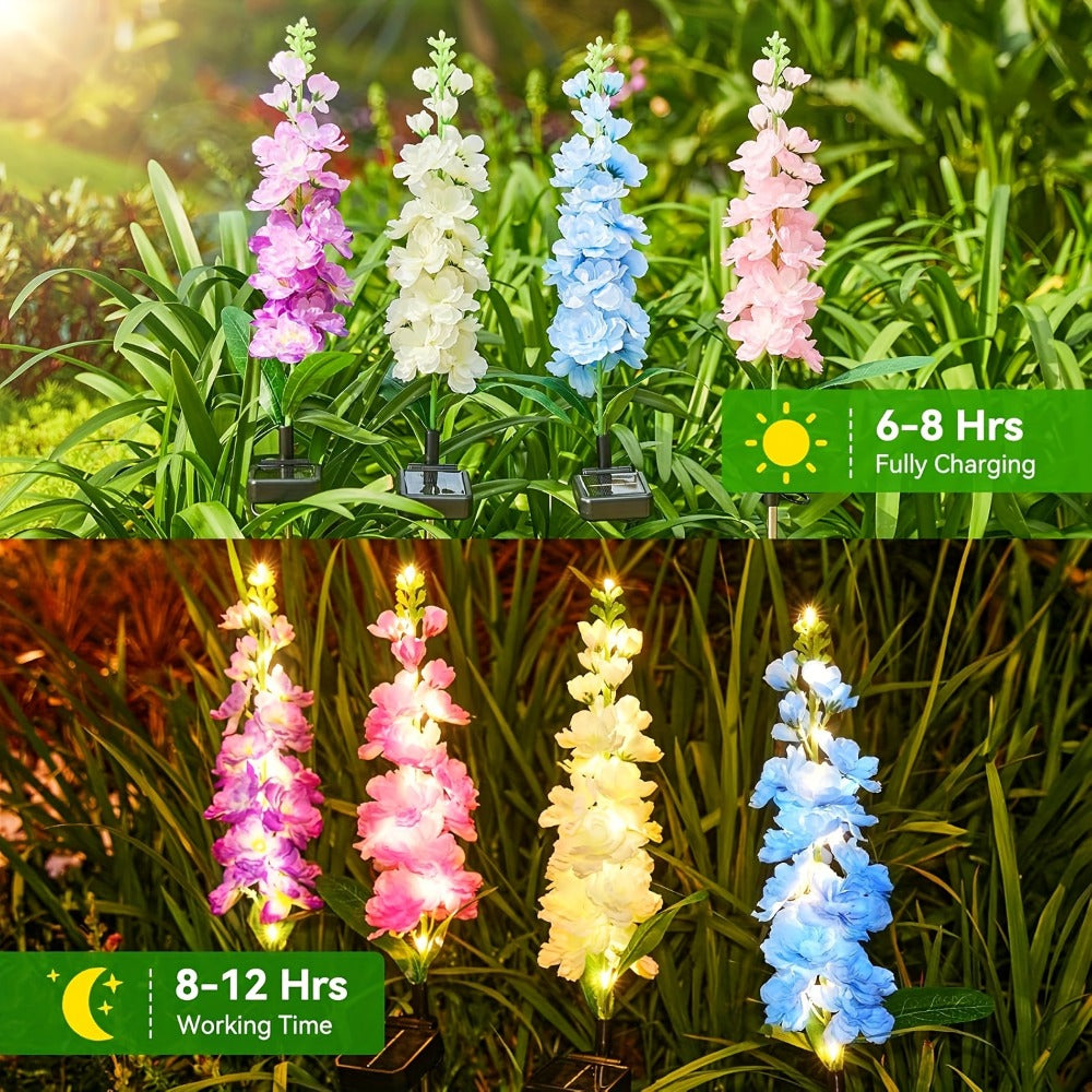 Solar Garden Lights Outdoor - 2 Pack 27 Inch Delphinium Flower Stake Lights with 36 LEDs & 600mAh Battery | Waterproof Solar Yard Lights for Patio, Lawn & Garden Decor | Mother's Day Gift