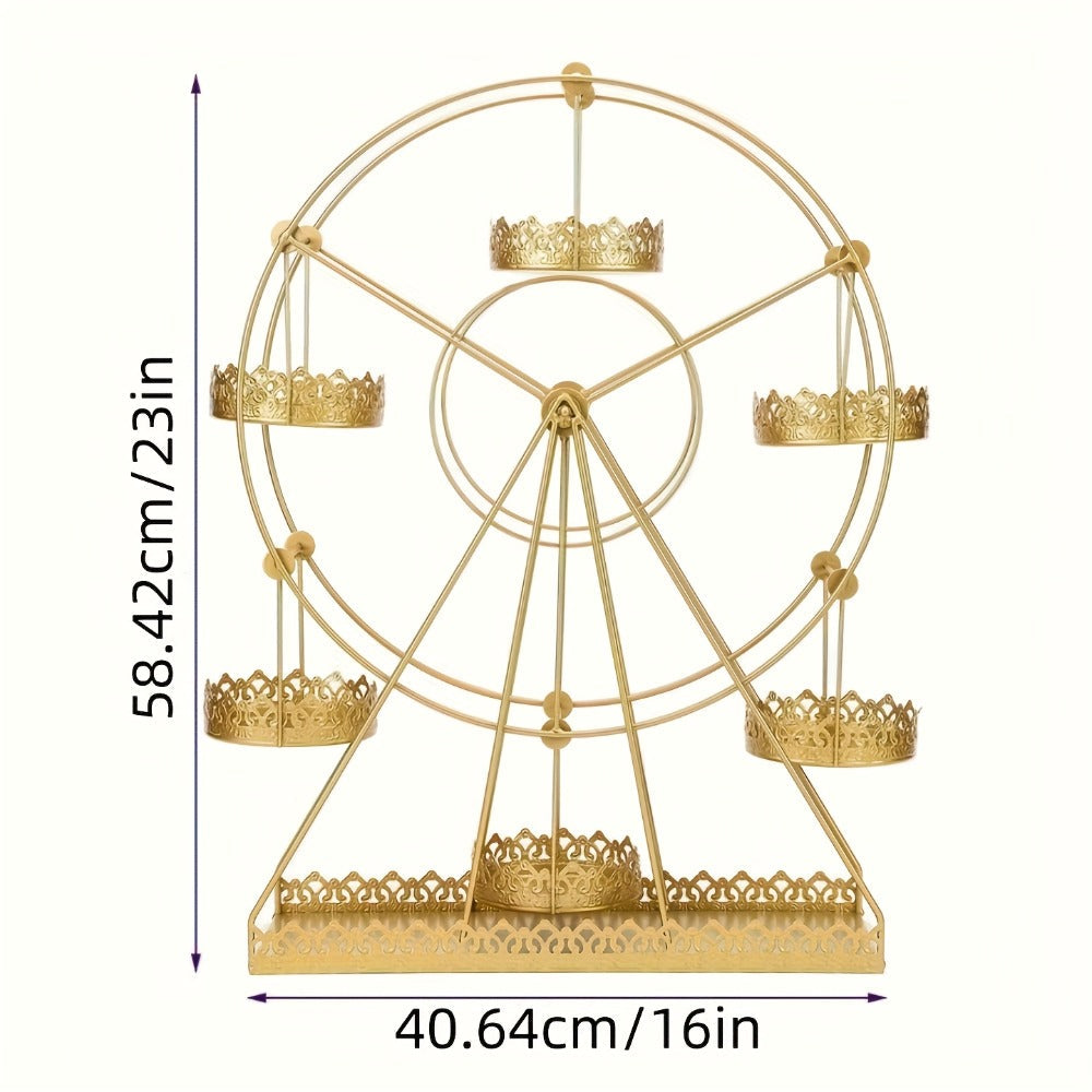 Cake Stand Pedestals Set of 3 | Golden Metal Geometric Stackable Dessert Display with Square Plastic Top | Multi-Tier Cupcake Tower for Wedding, Birthday, Holiday Party, Seasonal Table Decor